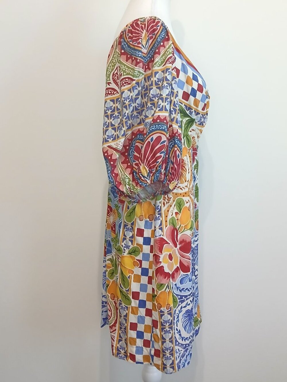 Farm Rio Vestido Mania de Azulejo (Tile Mania Mini Dress) Size GG/XL - Picture 4 of 9
